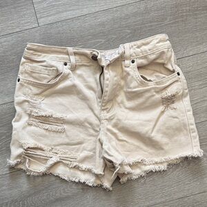 O'Neill Cream Distressed Jean Shorts